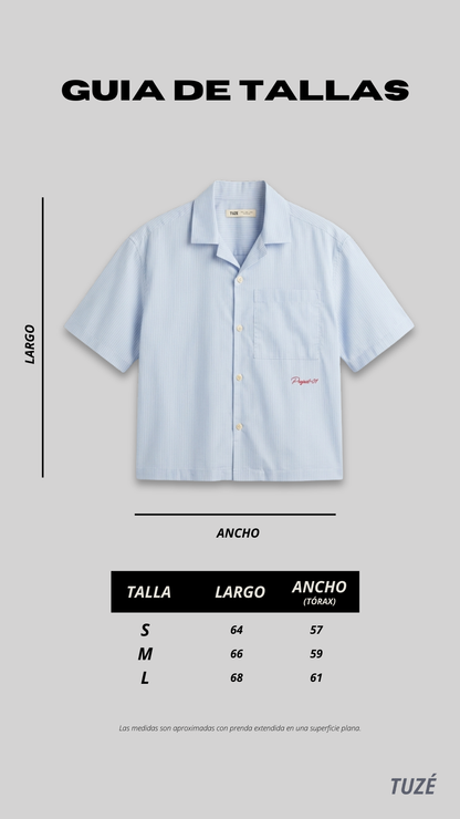 LIGHT BLUE STRIPED BOXY SHIRT