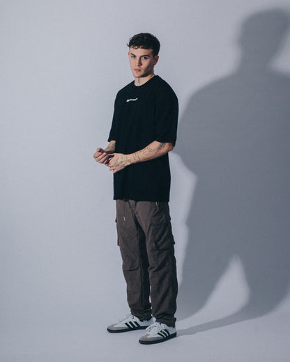 EARTHY BLACK OVERSIZE POLO SHIRT