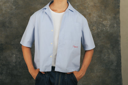 LIGHT BLUE STRIPED BOXY SHIRT
