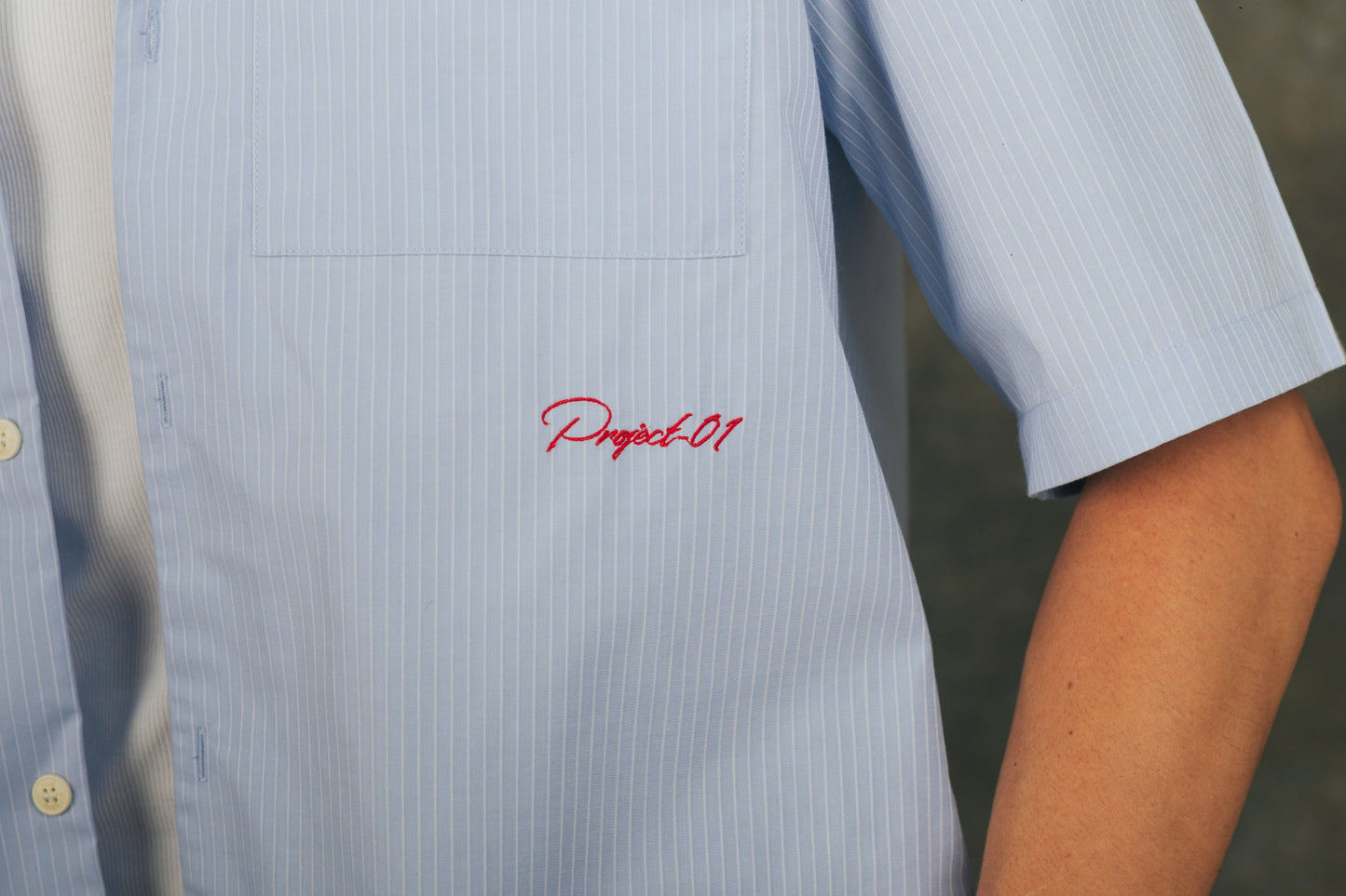 LIGHT BLUE STRIPED BOXY SHIRT