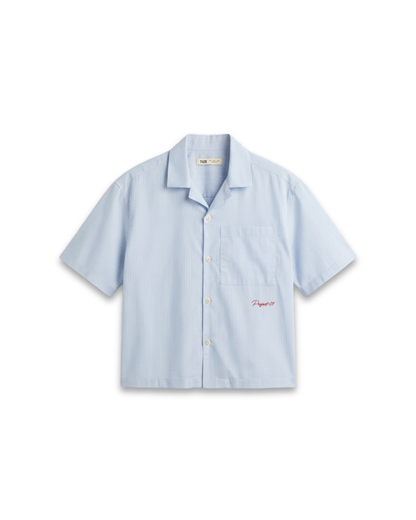 LIGHT BLUE STRIPED BOXY SHIRT